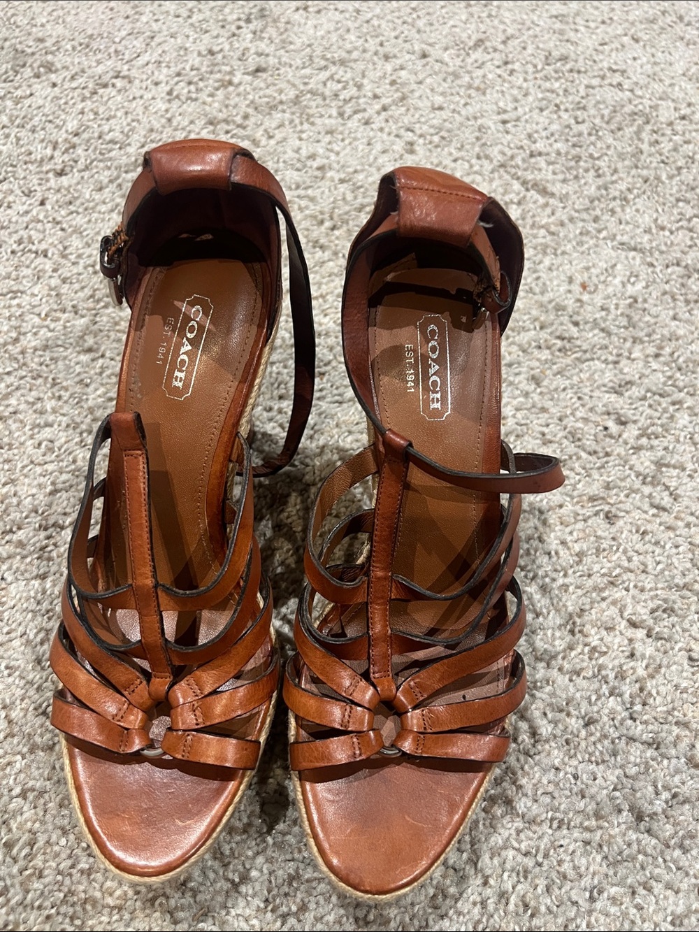 Coach Women's Brown Leather Strappy Sandals